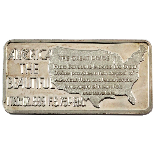 1oz Hamilton Mint c.1974 America the Beautiful-The Great Divide .999 Silver Art Bar (Tax Exempt)