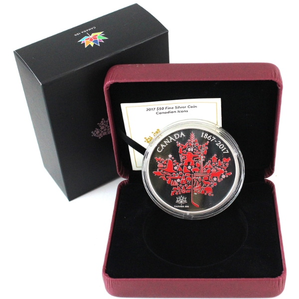 2017 $50 Canadian Icons 5oz Fine Silver Coloured Coin (Tax Exempt)