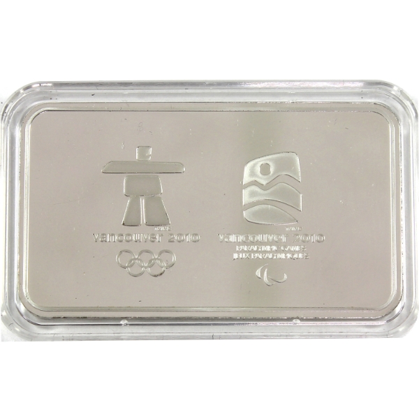 1oz RCM 2010 Vancouver Olympics .925 Fine Sterling Silver Bar