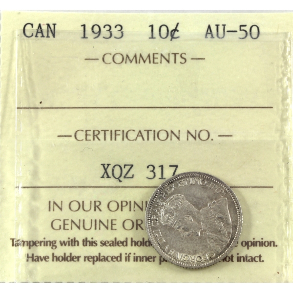 10-cent 1933 ICCS AU50