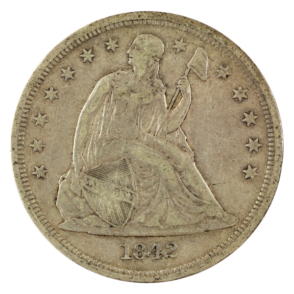 USA Silver 1842 Seated Liberty Dollar
