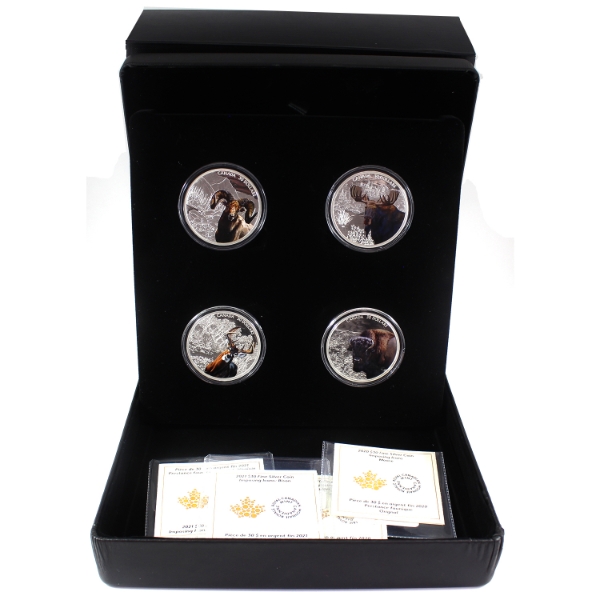 2020-2021 $30 Imposing Icons 4-Piece Fine Silver Set w/ Selective Colouring (Tax Exempt)