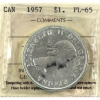 Image 1 : Silver $1 1957 ICCS PL65 