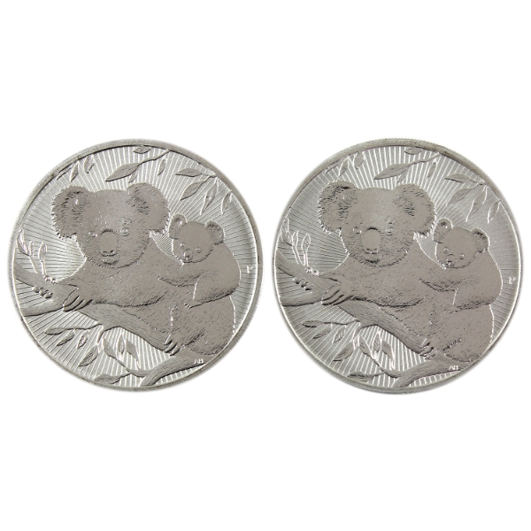 2x 2oz Australia 2018 $2 Koala .9999 Fine Silver Coins. 2pcs. (Tax Exempt)