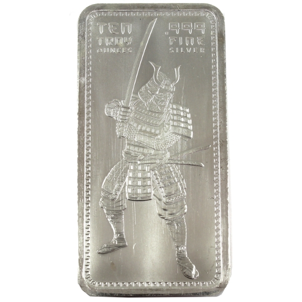 10oz Golden State Mint Samurai Warrior .999 Fine Silver Bar (Tax Exempt)