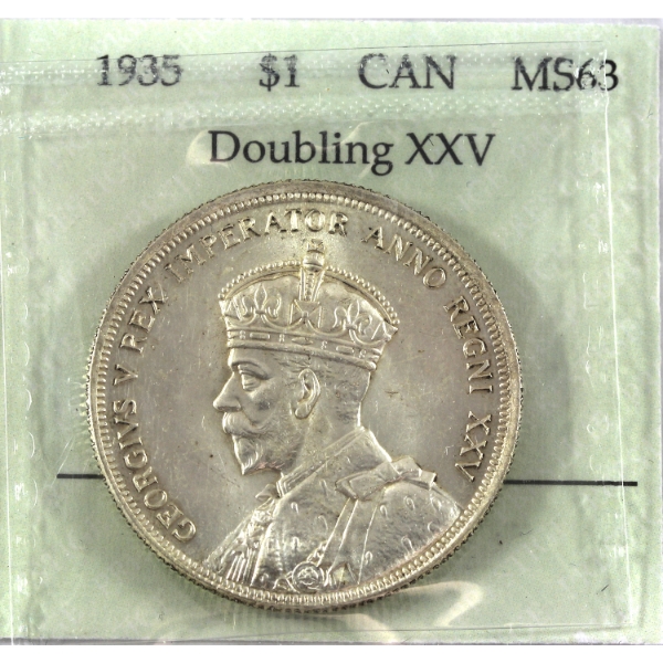 Silver $1 1935 Double XXV Prestige Certified MS63