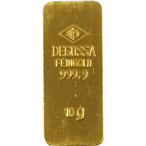 10g Gold Deguissa Vintage .9999 Gold Bar, SN Absent as Issued *Scarce "Kit Kat" Design* (Tax Exempt)