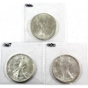 Image 1 : 1oz USA 1986-1990 $1 Silver Eagles .9993 Fine Silver Coins. 3pcs. (Tax Exempt)
