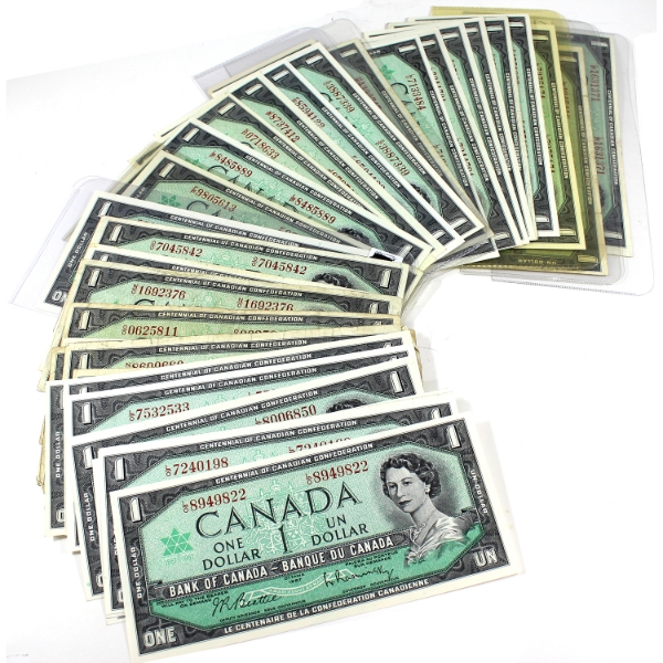 Bulk Lot of 1967 $1 Banknotes. 35pcs.