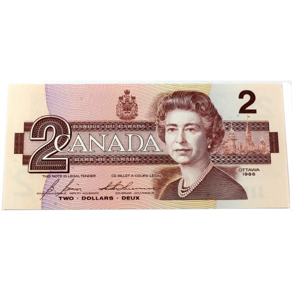 RADAR BC-55c-i-N1-iii 1986 $2 4-digit RADAR CUNC Bonin-Thiessen SN: EGT1095901