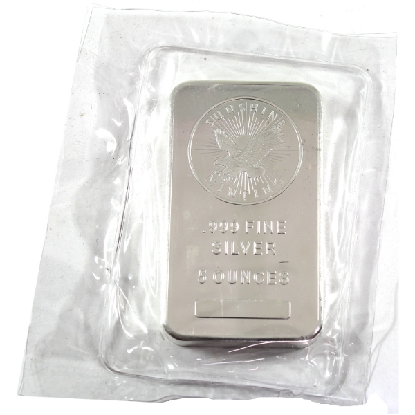 5oz Sunshine Mint .999 Fine Silver Bar, Still Sealed! (Tax Exempt)
