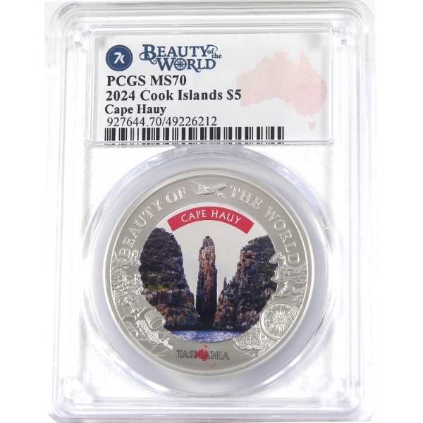 Cook Islands Silver 2024 $5 Beauty of the World - Cape Hauy .999 Fine Silver Coin PCGS MS70