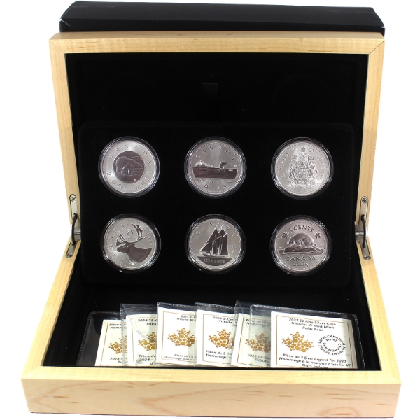2023-2025 Tribute W Mint Mark 1oz .9999 Fine Silver 6-Coin Set (Tax Exempt)