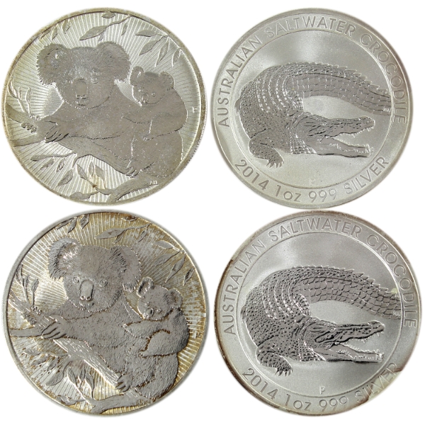 6oz Lot Total! Australia 2014 & 2018 Fine Silver Coins. 4pcs (Tax Exempt)