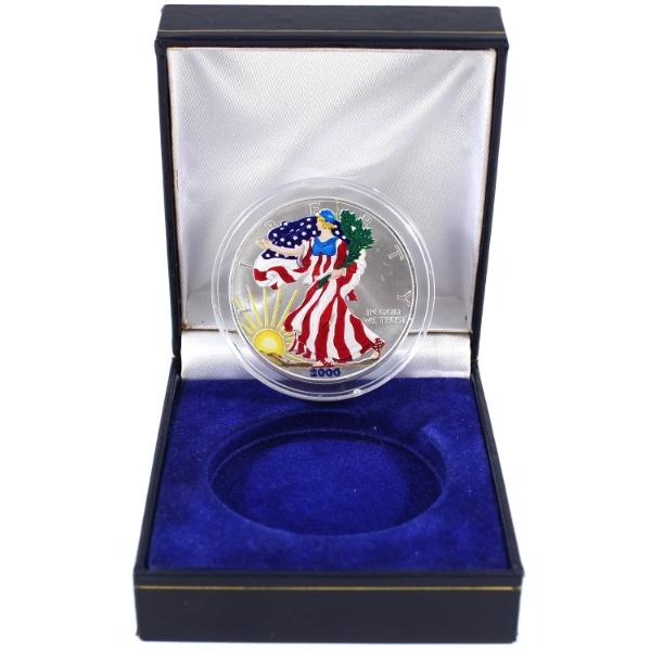 USA Silver 2000 Colourized Standing Liberty Coin (Tax Exempt)