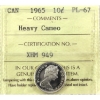 Image 1 : 10-cent 1965 ICCS PL67 Heavy Cameo