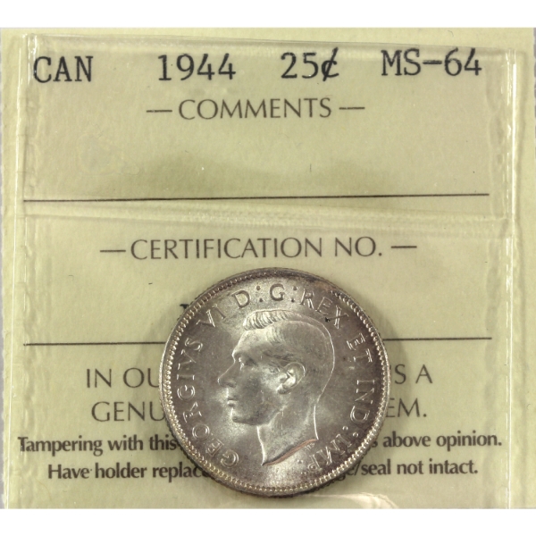25-cent 1944 ICCS MS64
