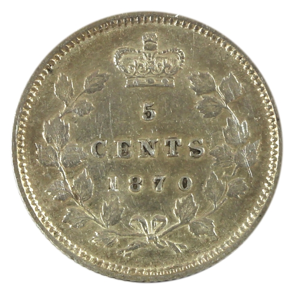 5-cent 1870 Narrow Rim EF-AU (Scratched)