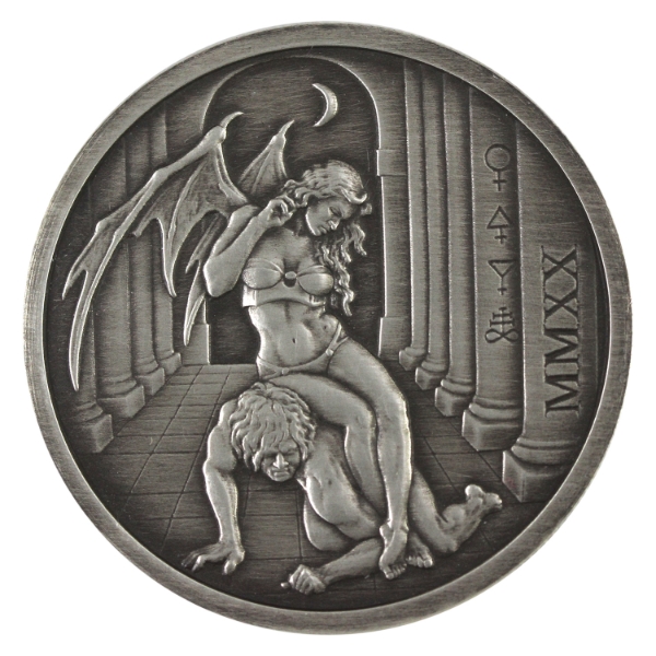 2oz Pheli Mint 2020 Temptation of the Succubus .999 Fine Silver Antique Finish Round (Tax Exempt)