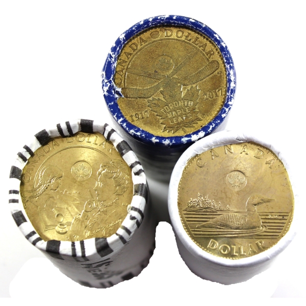 Loon $1 2017-2025 Special Wrapped & Original Rolls of 25pcs. 3 Rolls.