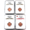 Image 1 : 1-cent 2002P Jubilee, 2003 No P Old Effigy, 2003 New Effigy, & 2004 NGC MS67 Red. 4pcs.