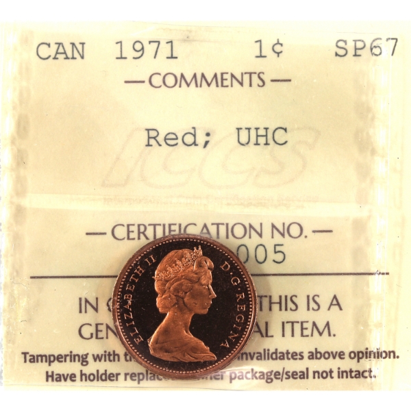 1-cent 1971 ICCS SP67 Red Ultra Heavy Cameo