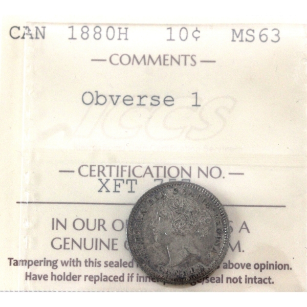 10-cent 1880H Obverse 1 ICCS MS63