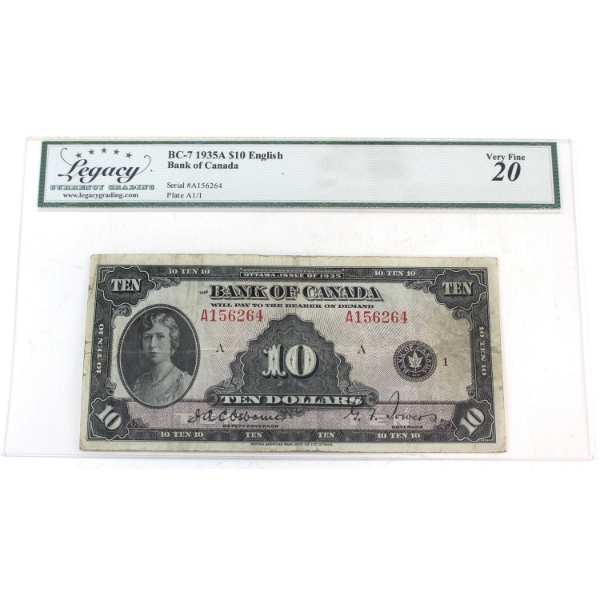 BC-7 1935A $10 English Legacy VF20 Osborne-Towers SN: A156264 