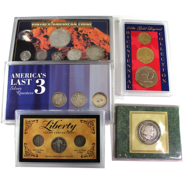 Group Lot of USA Vintage Coins & Sets. 5pcs.