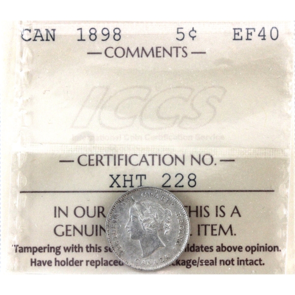 5-cent 1898 ICCS EF40 