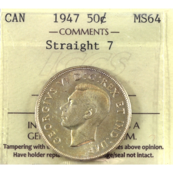 50-cent 1947 Straight 7 ICCS MS64