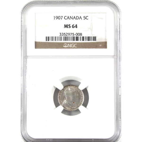 5-cent 1907 Low 7 NGC MS64