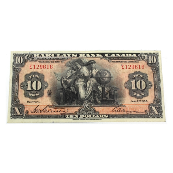 30-12-08 1935 $10 Barclays Bank EF Stevenson-Magee SN: E129616