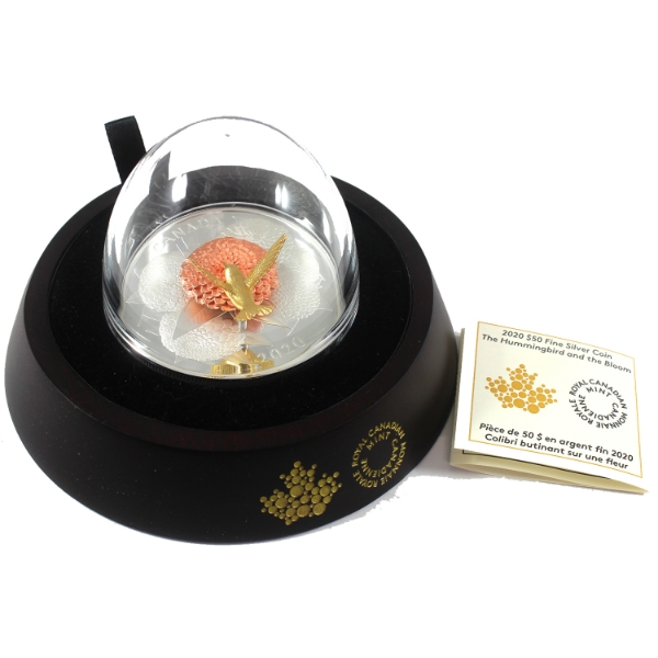 2020 $50 The Hummingbird and the Bloom 5oz .9999 Fine Silver Sculpture Coin (Tax Exempt)