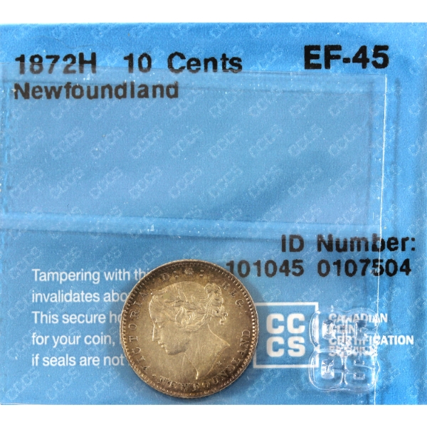 Newfoundland 10-cent 1872H CCCS EF45