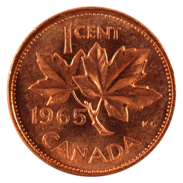 1-cent 1965 Variety 4 LB P5 BU (Toned)