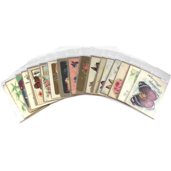 Vintage Early 1900's Group Lot of 17x Assorted Postcards with Butterflies. 17pcs