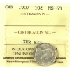 Image 1 : 10-cent 1907 ICCS MS63