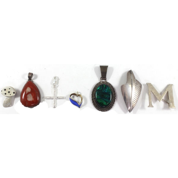 Bulk Lot of Sterling Silver Pendants & Brooches, 59.2g Lot Total!. 7pcs.