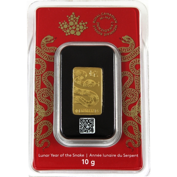 10g 2025 Lunar Year of the Snake .9999 Fine Gold Bar (Tax Exempt)