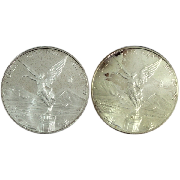2x 1oz 2007 & 2011 .999 Fine Silver Libertad. 2pcs (Tax Exempt)