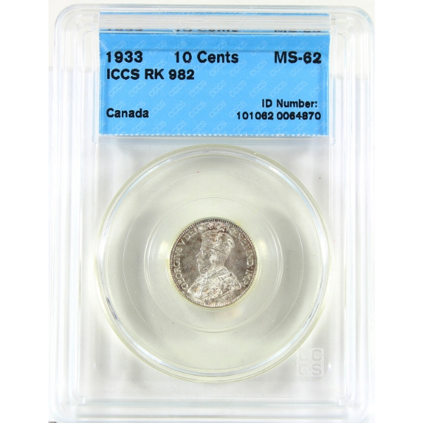 10-cent 1933 CCCS/ICCS MS62