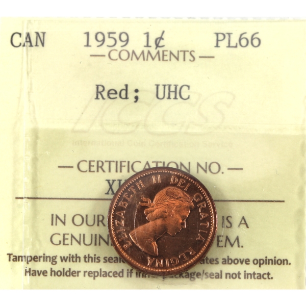 1-cent 1959 ICCS PL66 Red; UHC