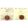 1-cent 2005 & 2005P ICCS MS67 Red. 2pcs.