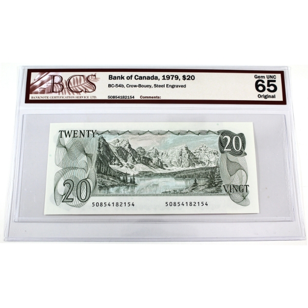 BC-54b 1979 $20 BCS GEM UNC65 Original Crow-Bouey Steel Engraved SN: 50854182154