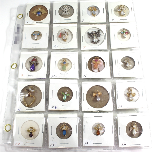 Estate Lot Vintage Angel Pendants with Stone Accents. 20pcs