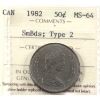 Image 1 : 50-cent 1982 Small Beads Type 2 ICCS MS64
