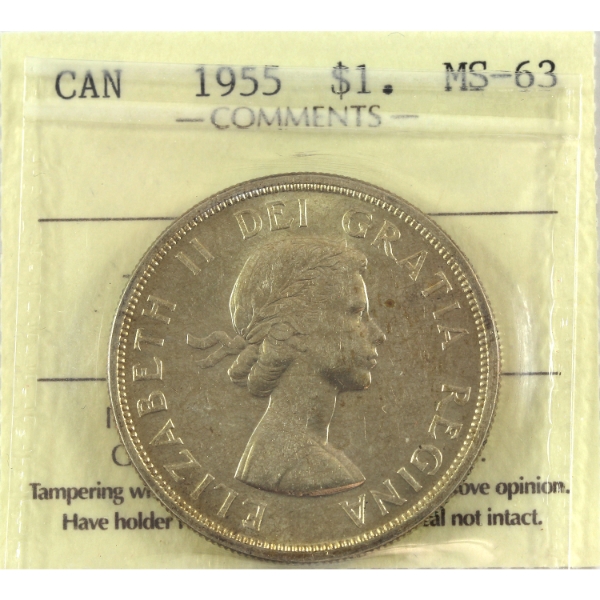 Silver $1 1955 ICCS MS63