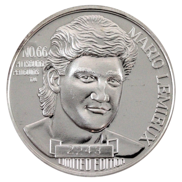 NHL 1991 Mario Lemieux 66 Pittsburgh Penguins Conn Smythe Trophy Winner 1oz .999 Silver Medal 