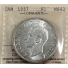 Silver $1 1937 Dbl HP ICCS MS63